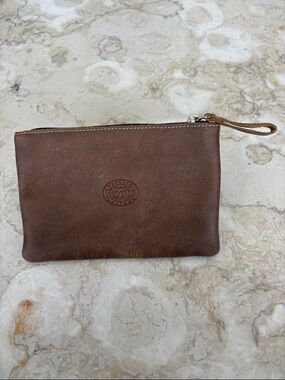 Roots Genuine Leather Brown Zipper Clutch/Pouch | Made in Canada | New
